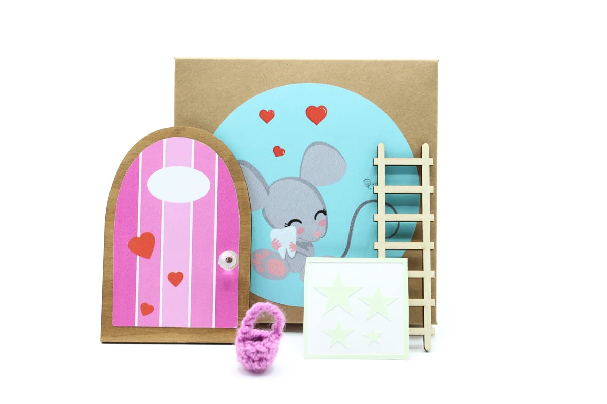 Casita mágica rodapié con Puerta QUE SE ABRE!!! y BRILLA, Peluche mágico  del Ratoncito Pérez para Personalizar con Diente y Ventana Que Brillan en  la Oscuridad - QueKawaii